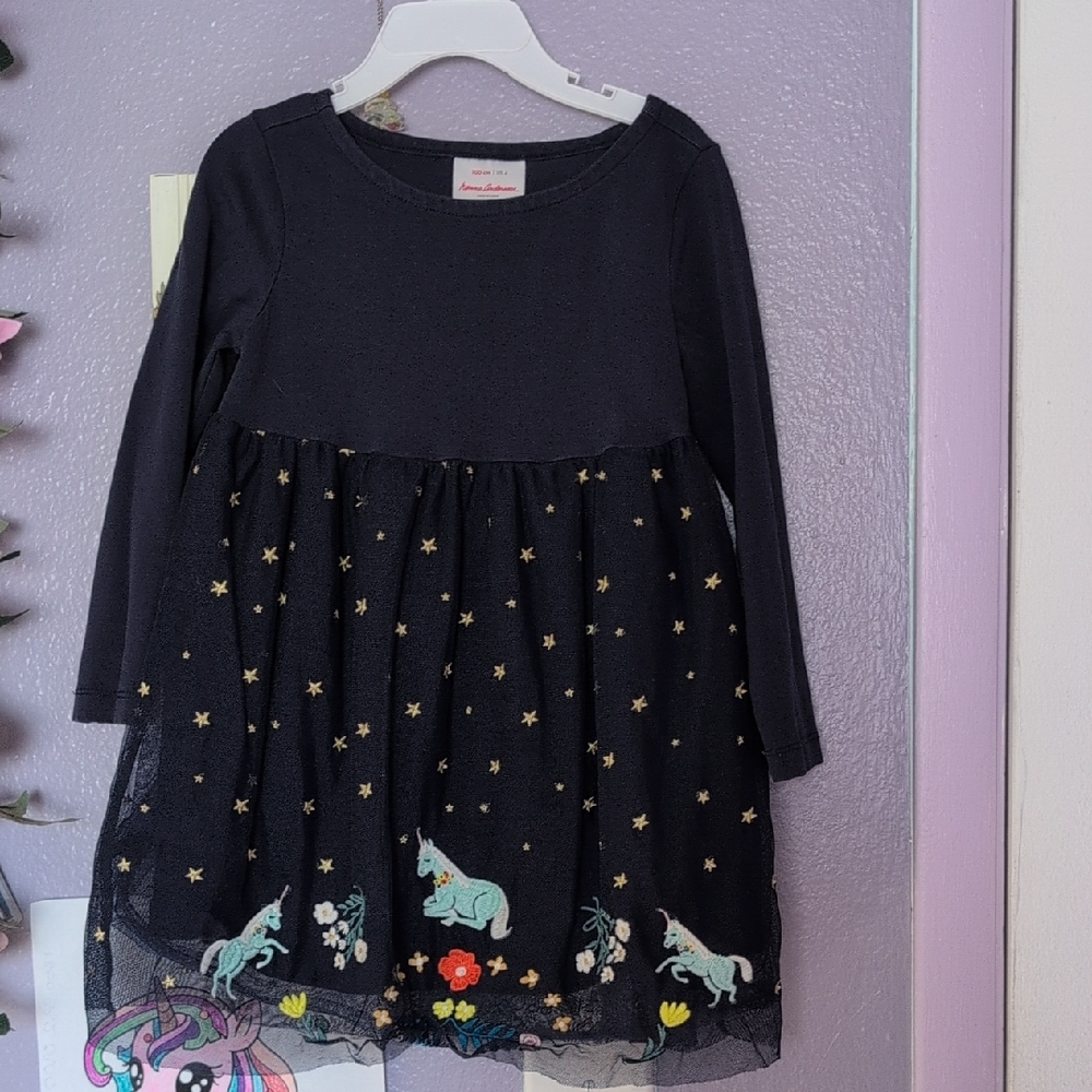 Hanna Andersson 4t Tulle Unicorn and Star Embroidered Dress